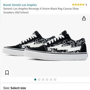 Revenge x Storm Black Rag Canvas Shoe Sneakers Old School